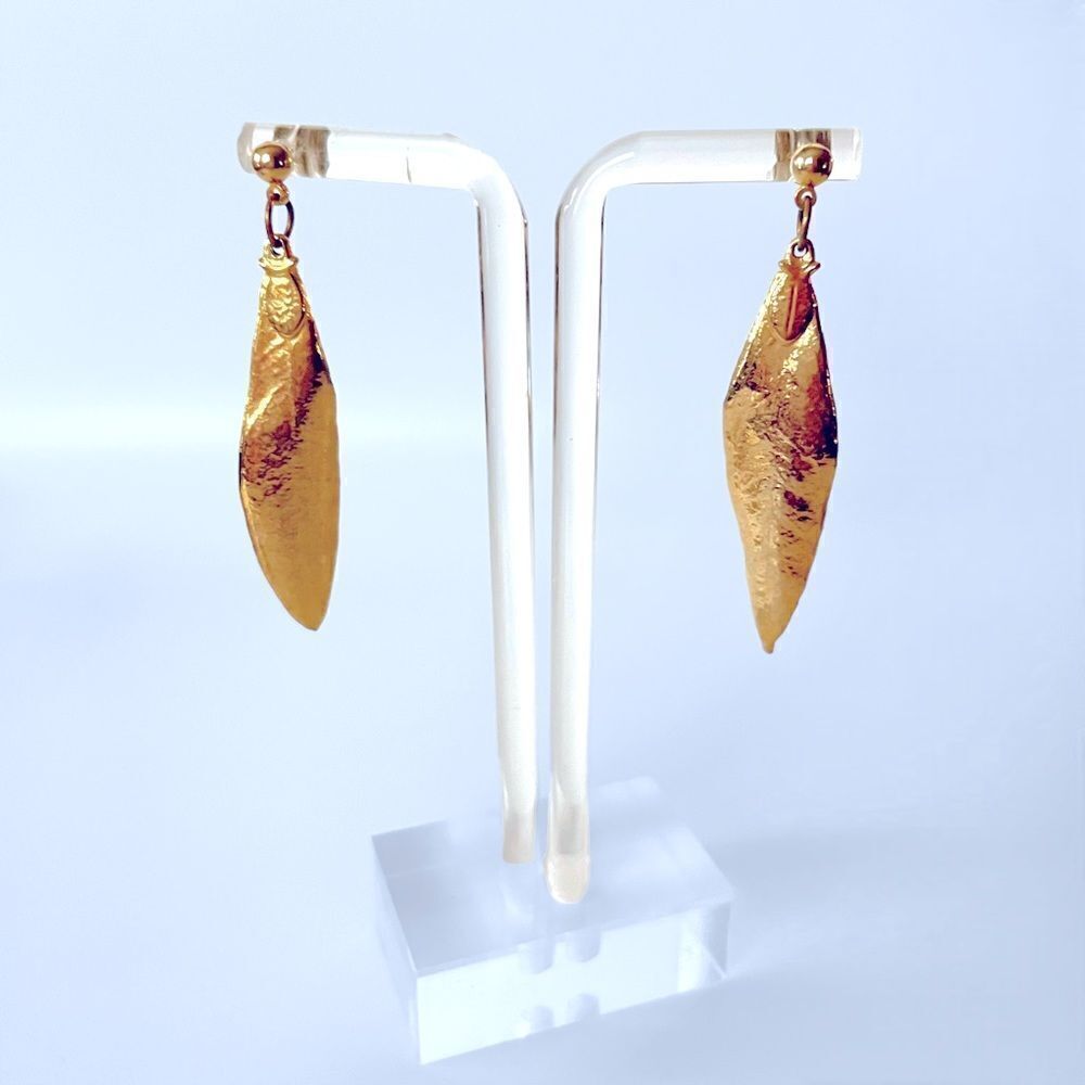 Gold Dipped Feather Drop Earrings